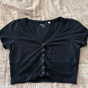 Black Button-Up Women's Top